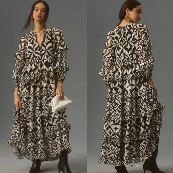 L15. Anthropologie Vineet Bahl Ruffle maxi dress - Picture 1 of 2